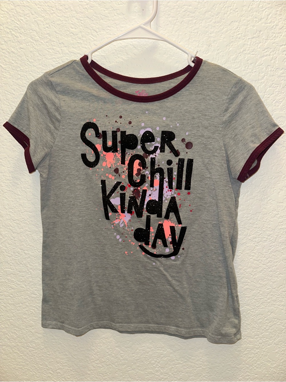 Justice Girls L 12/14 Super Chill Graphic Ringer Tee